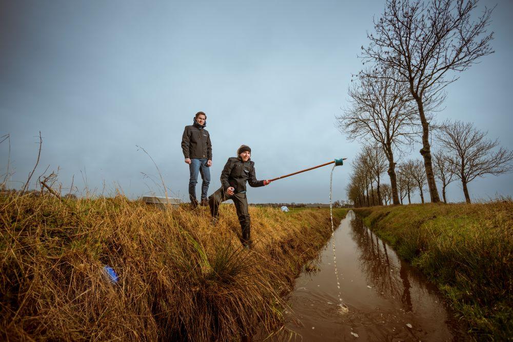 Field work measuring water quality