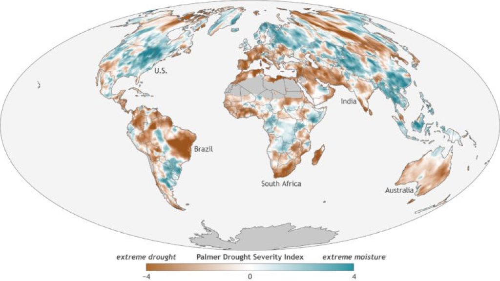 Global drought patterns in 2017. Source: NOAA.