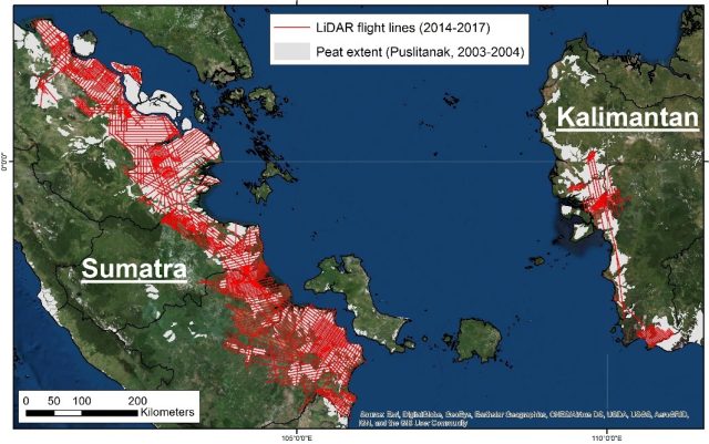Figure 2. LiDAR coverage collected for use in peat mapping in projects involving Deltares, by February 2018.