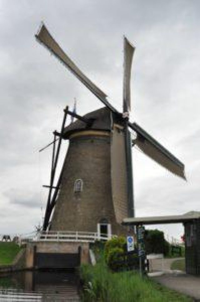 Historical windmill pumping station at Kinderdijk, The Netherlands